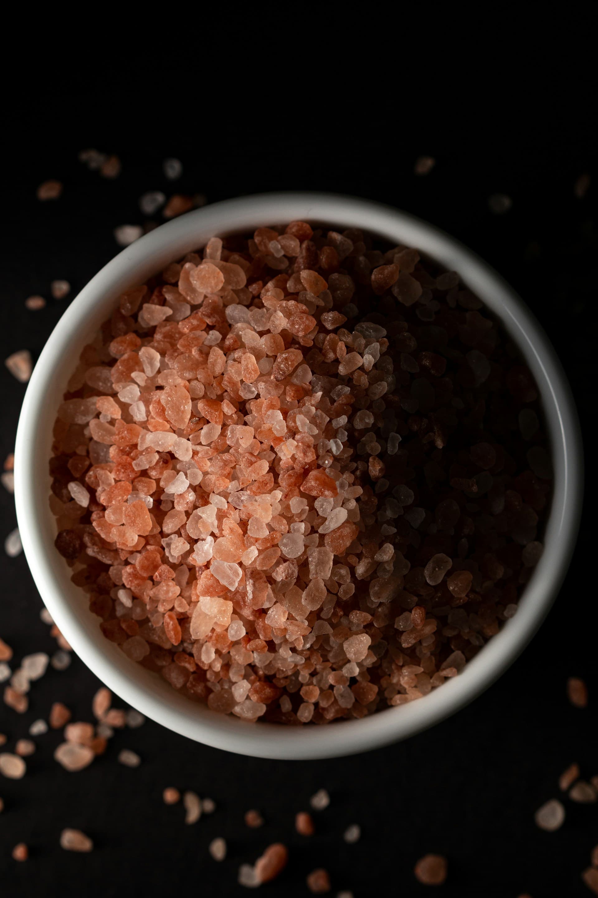 Pink Himalayan Salt crystals in a bowl
